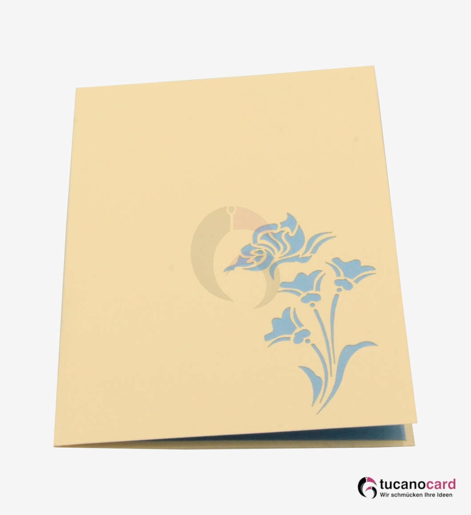 Blumen mit Schmetterlinge im Wasser - Beige - 12 x 17 cm