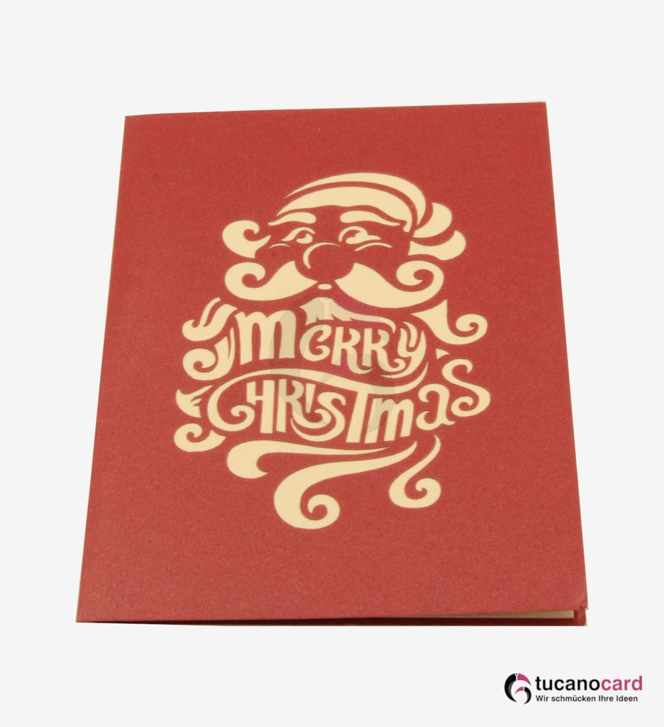 Weihnachtsmann mit Tannenbaum und Schlitten - Rot - 12 x 17 cm