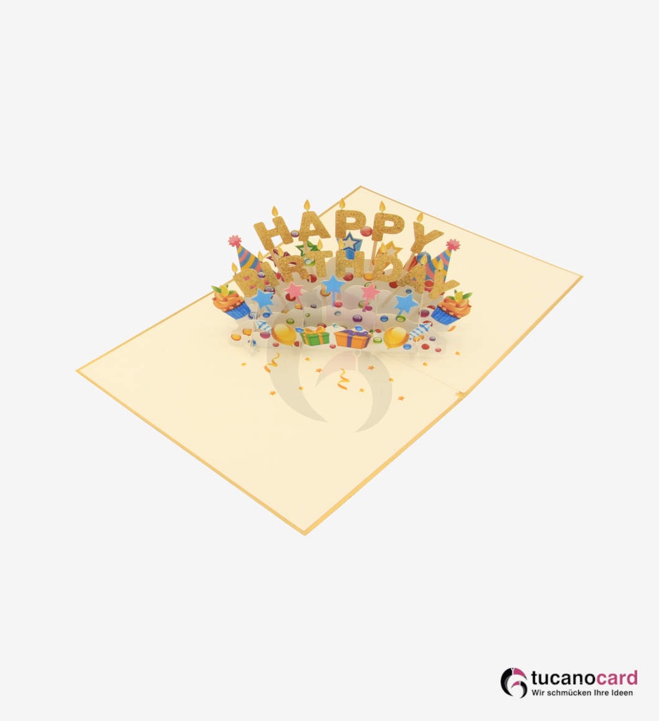 LIMITED EDITION - Happy Birthday - Weiß-Gold - 15 x 20 cm (Kopie)