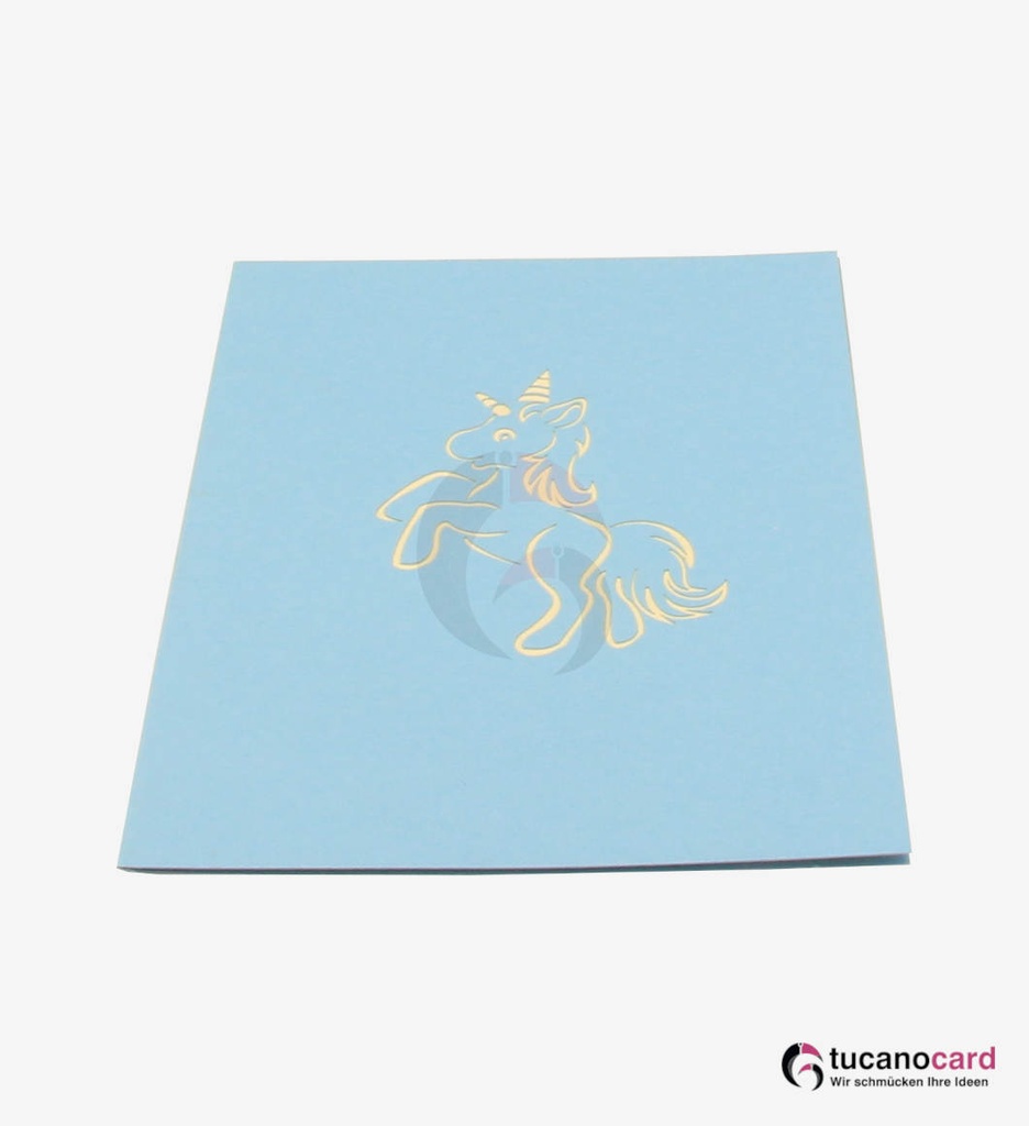 Blaues Einhorn in Box - Blau - 15 x 20 cm