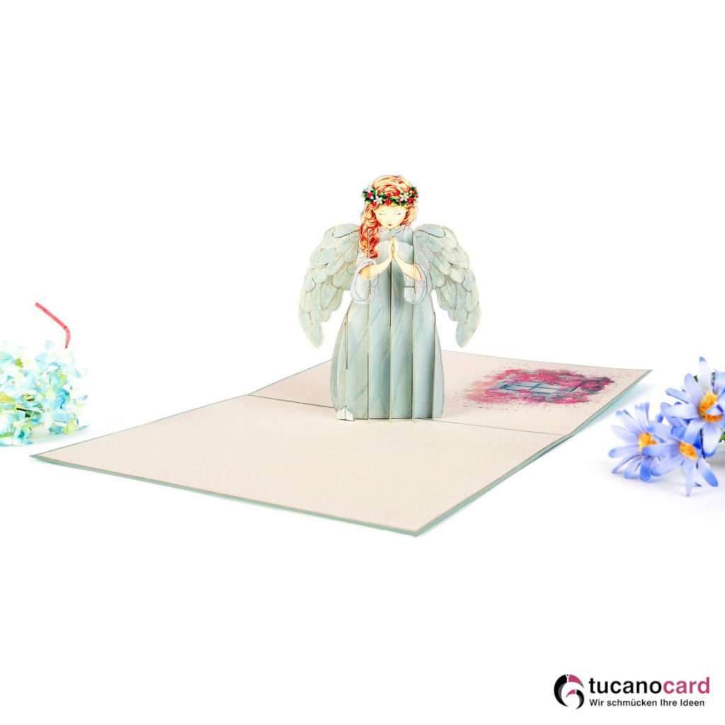 Engel - Kartenfarbe Grün - 15 x 20 cm