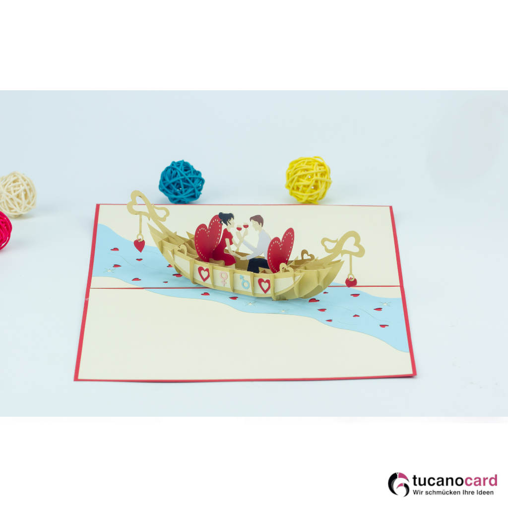Liebesgondel - Kartenfarbe Rot - 15 x 20 cm