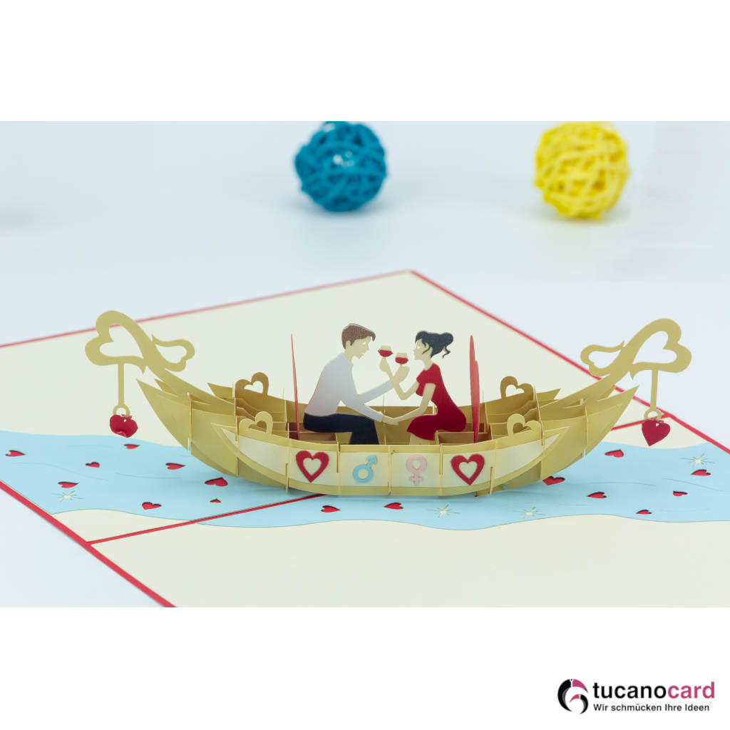 Liebesgondel - Kartenfarbe Rot - 15 x 20 cm