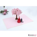 Pärchen beim Heiratsantrag unter Baum - Kartenfarbe Beige - 15 x 20 cm