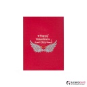 Zwei beflügelte Herzchen mit Blumen - Kartenfarbe Rot - 15 x 20 cm