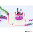 Katzenpaar in Box - Kartenfarbe Rot - 15 x 15 cm