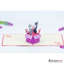 Katzenpaar in Box - Kartenfarbe Rot - 15 x 15 cm