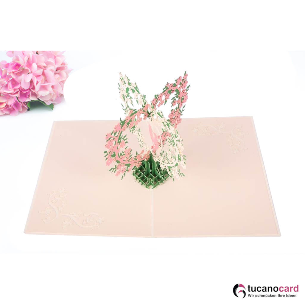 Vogelpärchen im Herzbaum - Kartenfarbe Beige - 15 x 20 cm