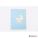 Baby Junge sitzend im Kinderwagen - Kartenfarbe Blau - 15 x 20 cm