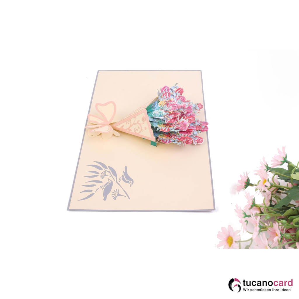 Blumenstrauß - Kartenfarbe Grau - 15 x 20 cm