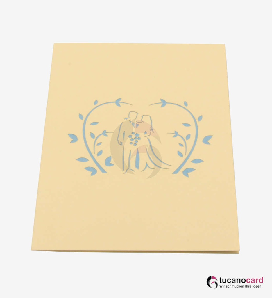 Pärchen unter Blumenkranz - Beige - 12 x 17 cm