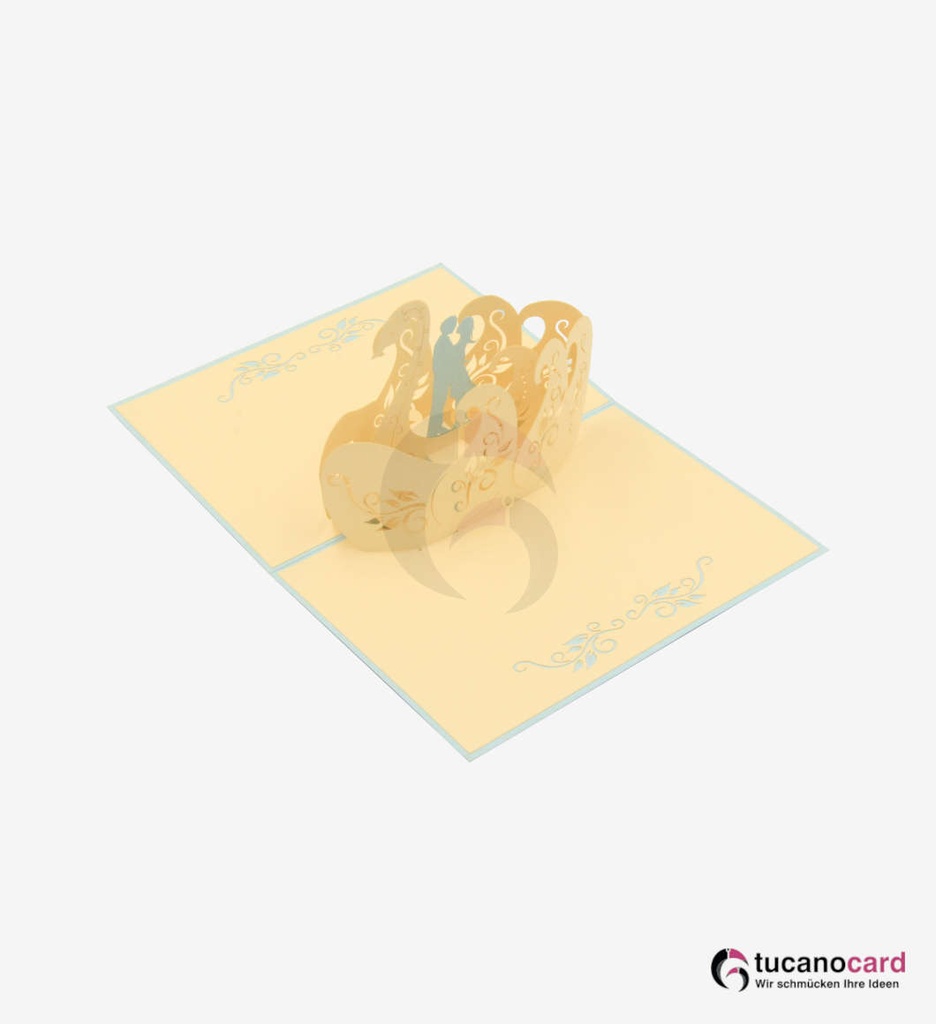 Pärchen auf Schwanboot - Blau - 12 x 17 cm