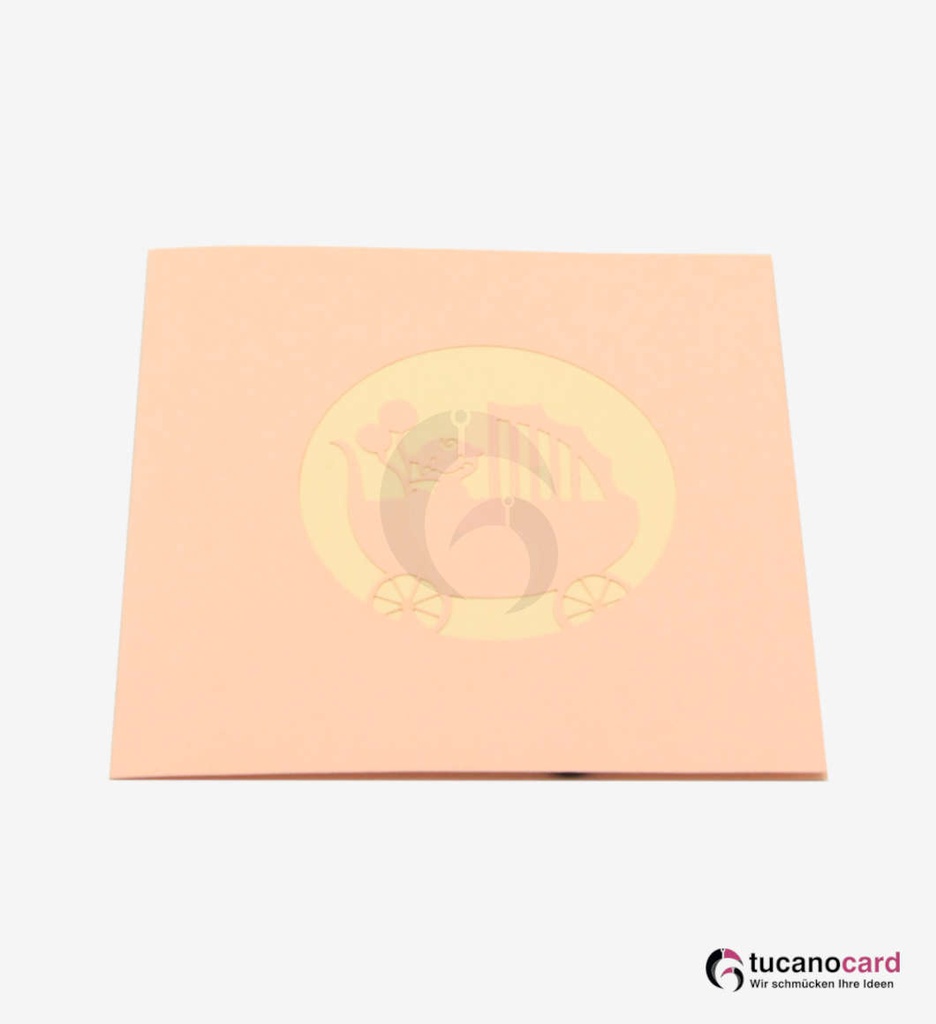 Baby Mädchen sitzend im Kinderwagen - Rosa - 12 x 12 cm