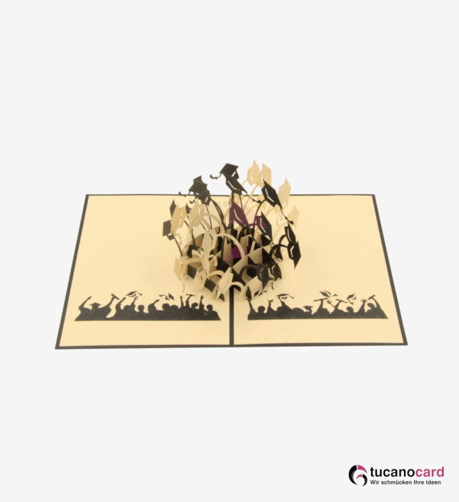 Bachelor-, Absolventen Hut - Kartenfarbe Schwarz - 12 x 17 cm